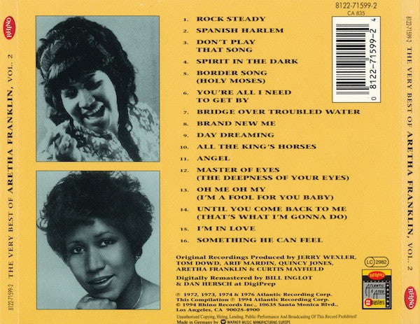 Aretha Franklin : The Very Best Of Aretha Franklin, Vol. 2 (CD, Comp, RM)