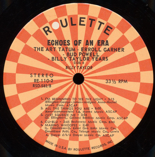 Art Tatum - Erroll Garner - Bud Powell - Billy Taylor : The Art Tatum - Erroll Garner - Bud Powell - Billy Taylor Years (2xLP, Comp)