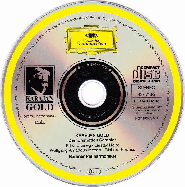 Berliner Philharmoniker, Herbert von Karajan : Karajan Gold Demonstration Sampler (CD, Promo, Smplr)