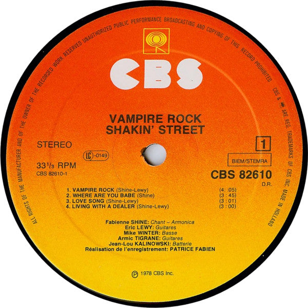Shakin' Street : Vampire Rock (LP, Album)