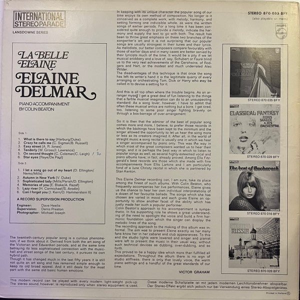 Elaine Delmar : La Belle Elaine (LP, Album)