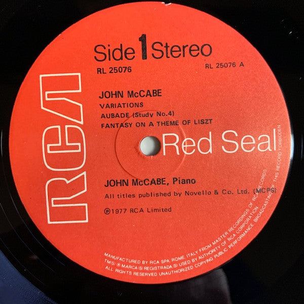 John McCabe (2) : Piano Music Played By The Composer (LP)