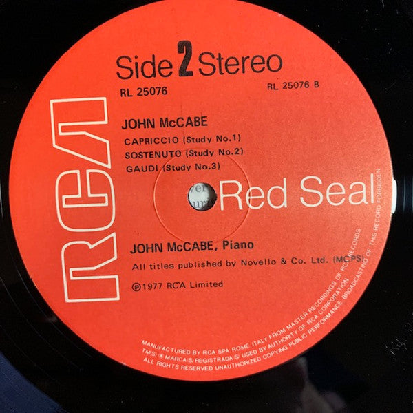 John McCabe (2) : Piano Music Played By The Composer (LP)