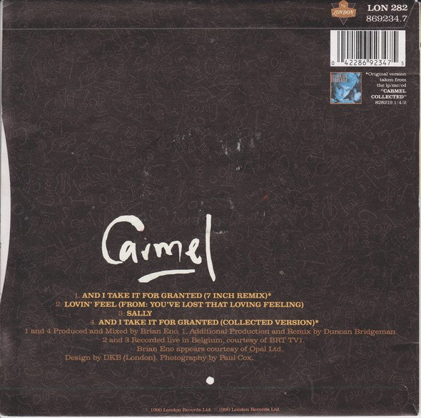 Carmel (2) : And I Take It For Granted (7", Single)