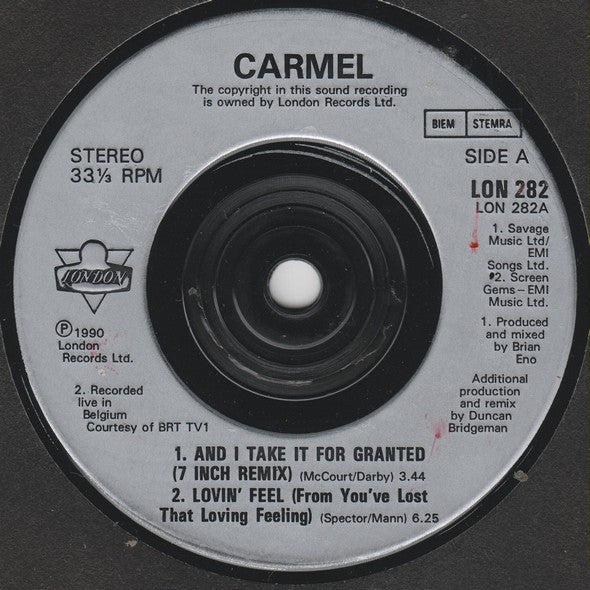 Carmel (2) : And I Take It For Granted (7", Single)