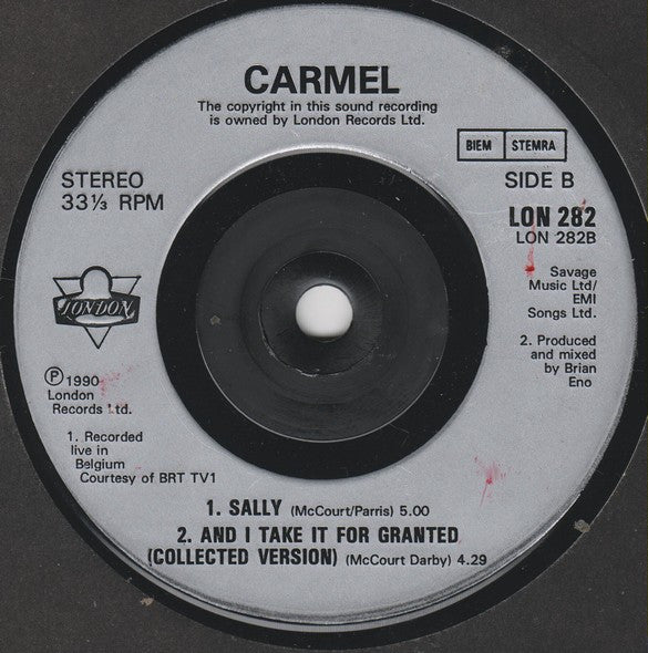 Carmel (2) : And I Take It For Granted (7", Single)