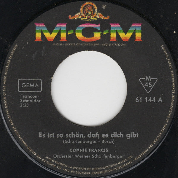 Connie Francis : Es Ist So Schön, Daß Es Dich Gibt (7", Single, Mono)
