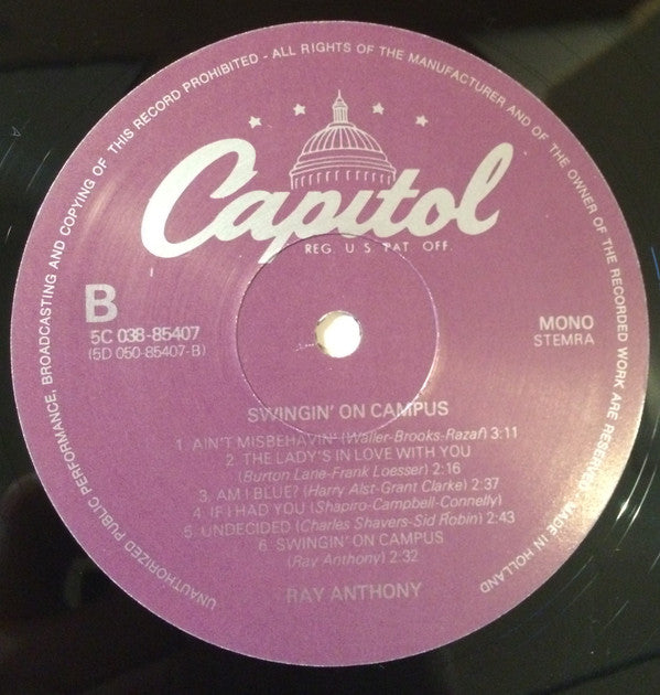 Ray Anthony : Swingin' On Campus! (LP, Mono)