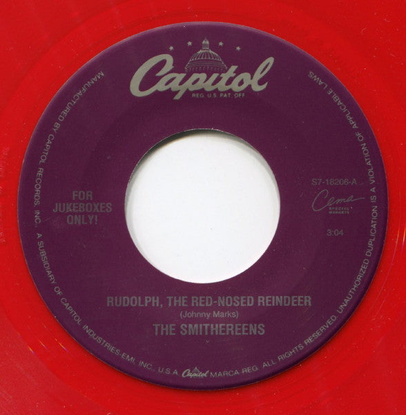 The Smithereens : Rudolph, The Red-Nosed Reindeer (7", Single, Jukebox, Red)