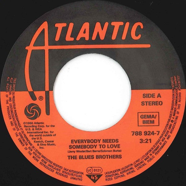 The Blues Brothers : Everybody Needs Somebody To Love (7", Single)