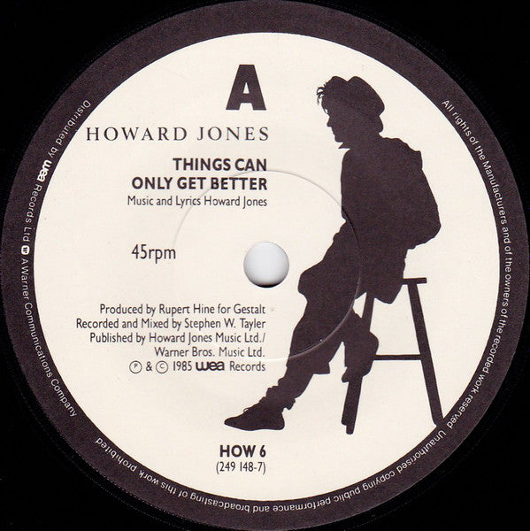 Howard Jones : Things Can Only Get Better (7", Yel)