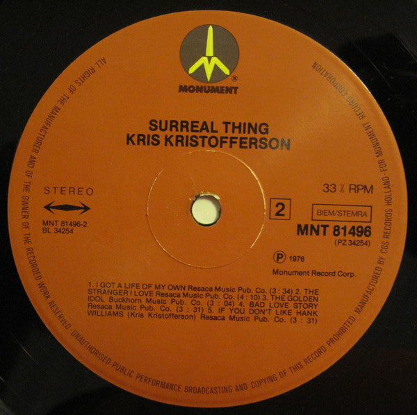 Kris Kristofferson : Surreal Thing (LP, Album)