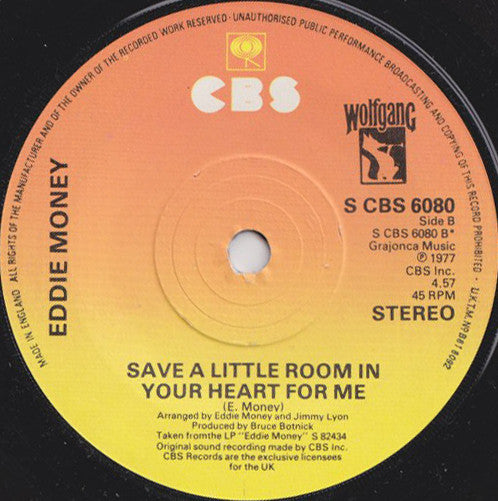 Eddie Money : Baby Hold On (7", Single)
