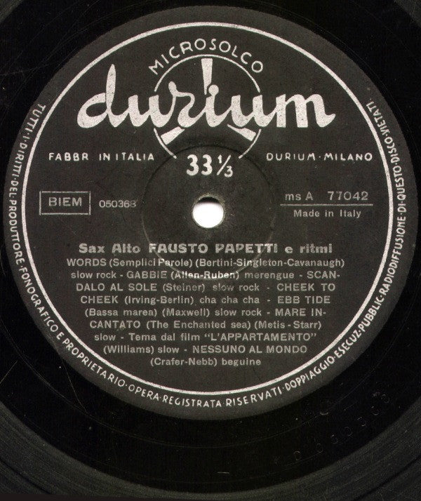 Fausto Papetti : Sax Alto E Ritmi (LP, Album)