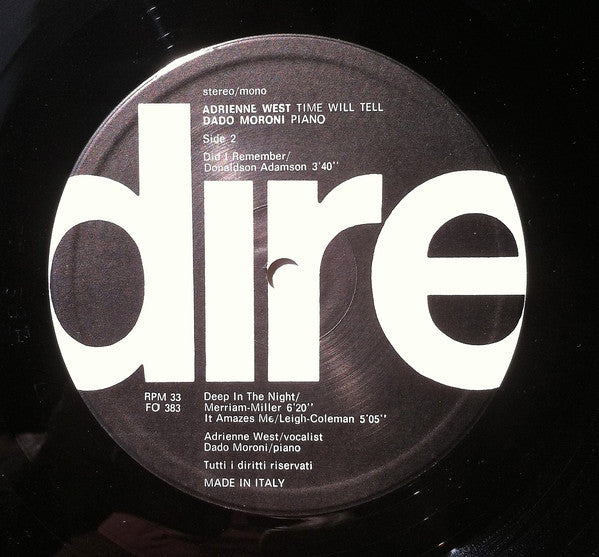 Adrienne West / Dado Moroni : Time Will Tell (LP, Album)