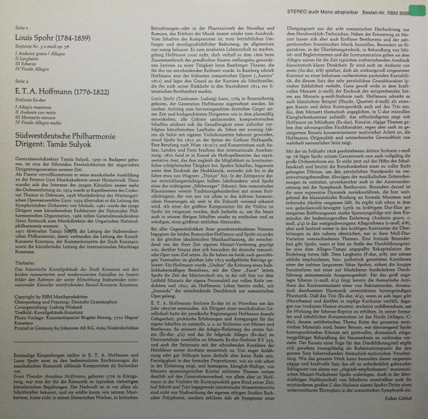 Louis Spohr / E.T.A. Hoffmann - Südwestdeutsche Philharmonie • Tamás Sulyok : Sinfonie C-Moll / Sinfonie Es-Dur (LP)