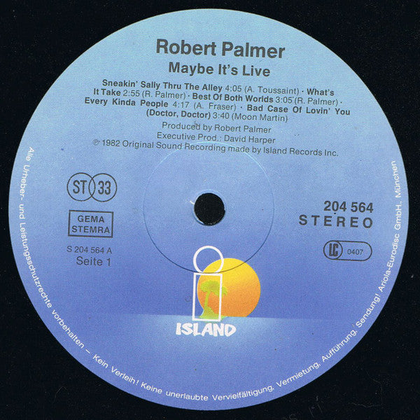 Robert Palmer : Maybe It's Live (LP, Album)