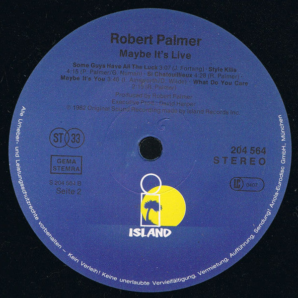 Robert Palmer : Maybe It's Live (LP, Album)