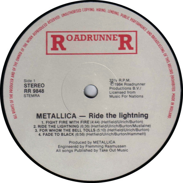 Metallica : Ride The Lightning (LP, Album)