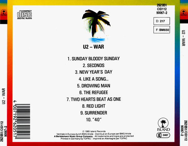 U2 : War (CD, Album, RE)