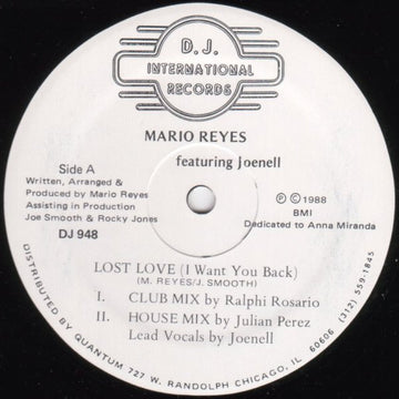 Mario Reyes Featuring Joenell* : Lost Love (I Want You Back) (12")