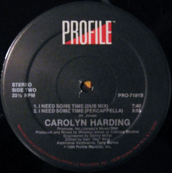 Carolyn Harding : I Need Some Time (12")
