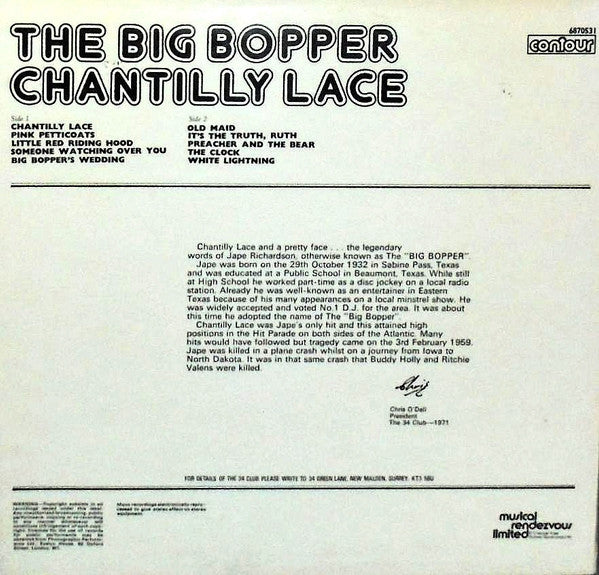 The Big Bopper* : Chantilly Lace (LP, Album)