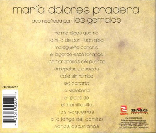 Maria Dolores Pradera Acompañada Por Los Gemelos : Canciones Españolas (CD, Album, RE)