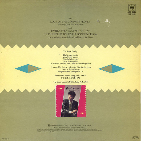 Paul Young : Love Of The Common People (Extended Club Mix) (12", Maxi)