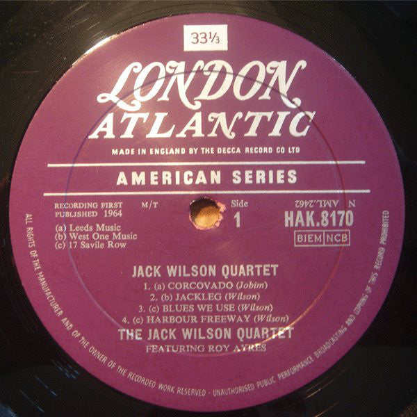 The Jack Wilson Quartet Featuring Roy Ayers : The Jack Wilson Quartet (LP, Album, Mono)