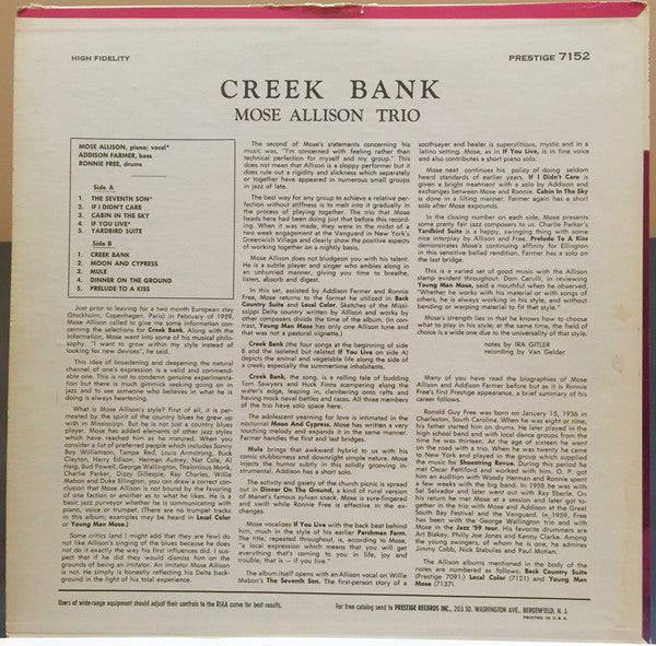 Mose Allison : Creek Bank (LP, Album, Mono, Abb)