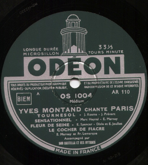 Yves Montand : Chante Paris (10", Album)