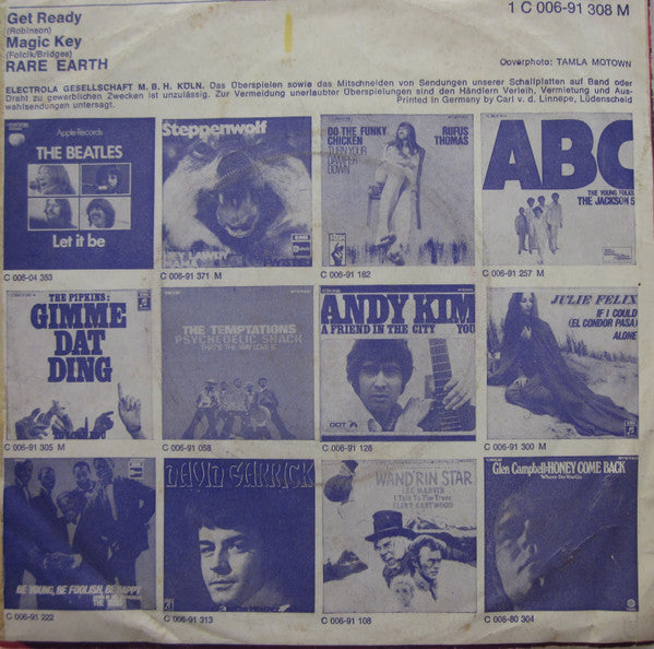 Rare Earth : Get Ready / Magic Key (7", Single, Mono)