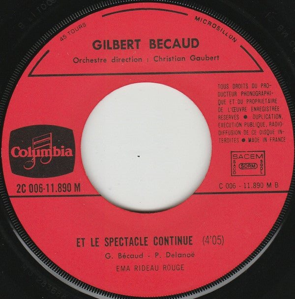 Gilbert Bécaud : Chante / Et Le Spectacle Continue (7", Single)