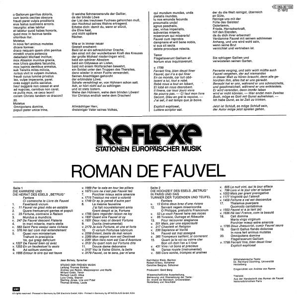 Jean Bollery, Thomas Binkley, Studio Der Frühen Musik : Roman De Fauvel (LP, RE)