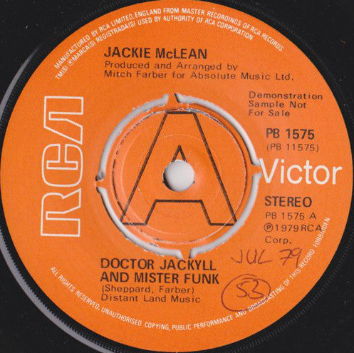 Jackie McLean : Doctor Jackyll And Mister Funk (7", Promo)