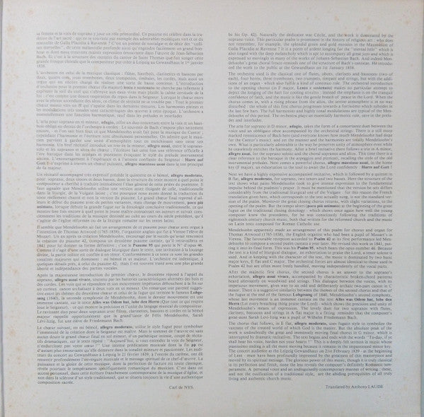 Felix Mendelssohn-Bartholdy - Gulbenkian Orchestra, Michel Corboz : Psaumes (XLII - Wie Der Hirsch Schreit, Op.42 / XCV - Kommt, Lasst Uns Anbeten, Op.46) (LP)