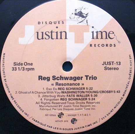 Reg Schwager Trio : Resonance (LP, Album)