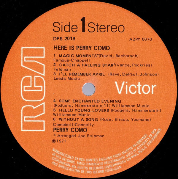 Perry Como : Here Is Perry Como (2xLP, Comp)