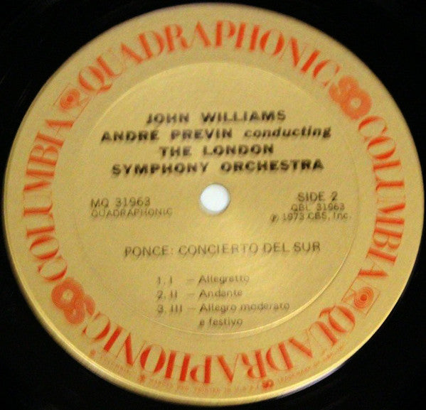 John Williams (7) / André Previn : André Previn / Manuel María Ponce Cuéllar : Guitar Concerto / Concierto Del Sur (LP, Album, Quad)