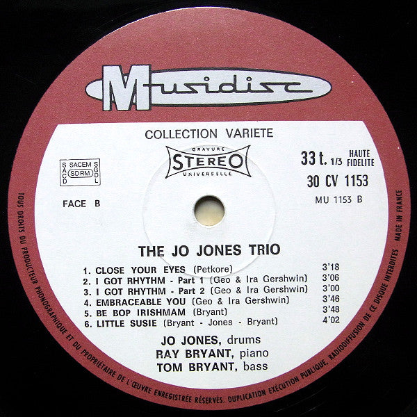 The Jo Jones Trio : Jo Jones Trio (LP, Album, RE)
