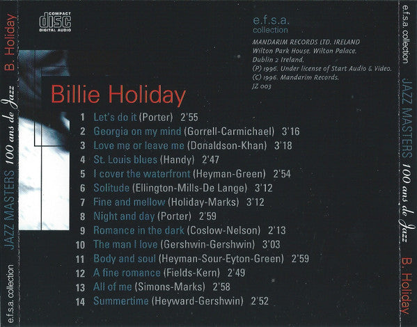 Billie Holiday : Jazz Masters (100 Ans De Jazz) (CD, Comp)
