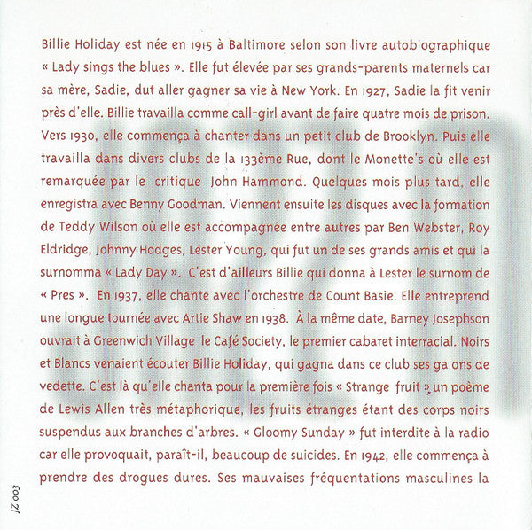 Billie Holiday : Jazz Masters (100 Ans De Jazz) (CD, Comp)