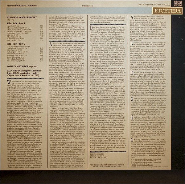 Mozart* : Roberta Alexander & Glen Wilson : Songs (LP)