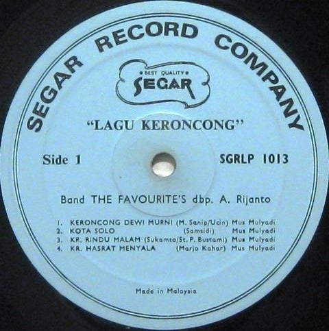 Favourite's Group / Mus Mulyadi : Lagu Keroncong (LP, Album)