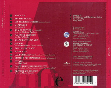 Andrea Bocelli : Amore (CD, Album, Sup)