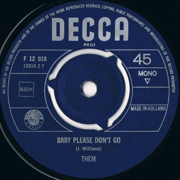 Them (3) : Gloria / Baby Please Don't Go (7", Single, Mono, RP)