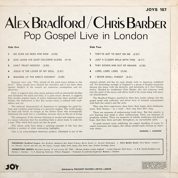 Alex Bradford / Chris Barber : Pop Gospel Live In London (LP, Album)