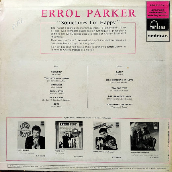 Errol Parker : Le Roi Du Jazz Piano (LP, RE)