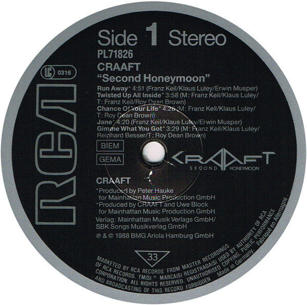 Craaft : Second Honeymoon (LP, Album)